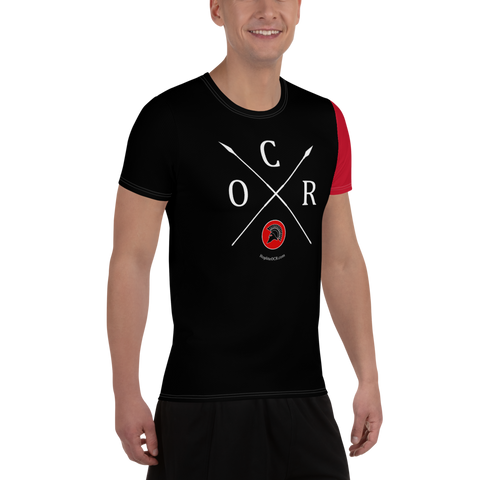 Obstacle Course Racing Tech Shirt, Red Sleeve -  - Hoplite-Outfitters - Training, Racing and Recovery Gear
